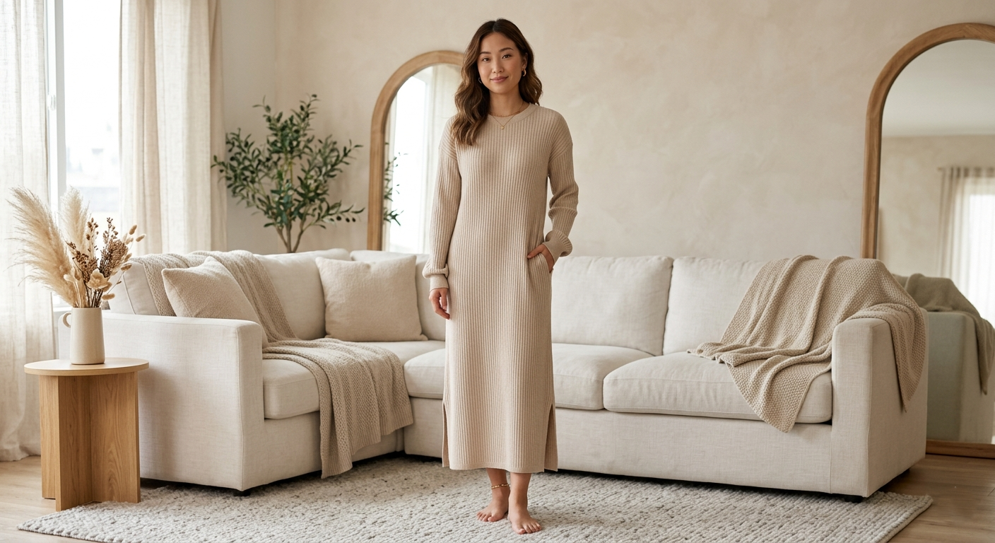 CozyAura Knit Lounge Dress