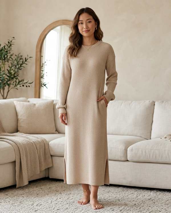 CozyAura Knit Lounge Dress